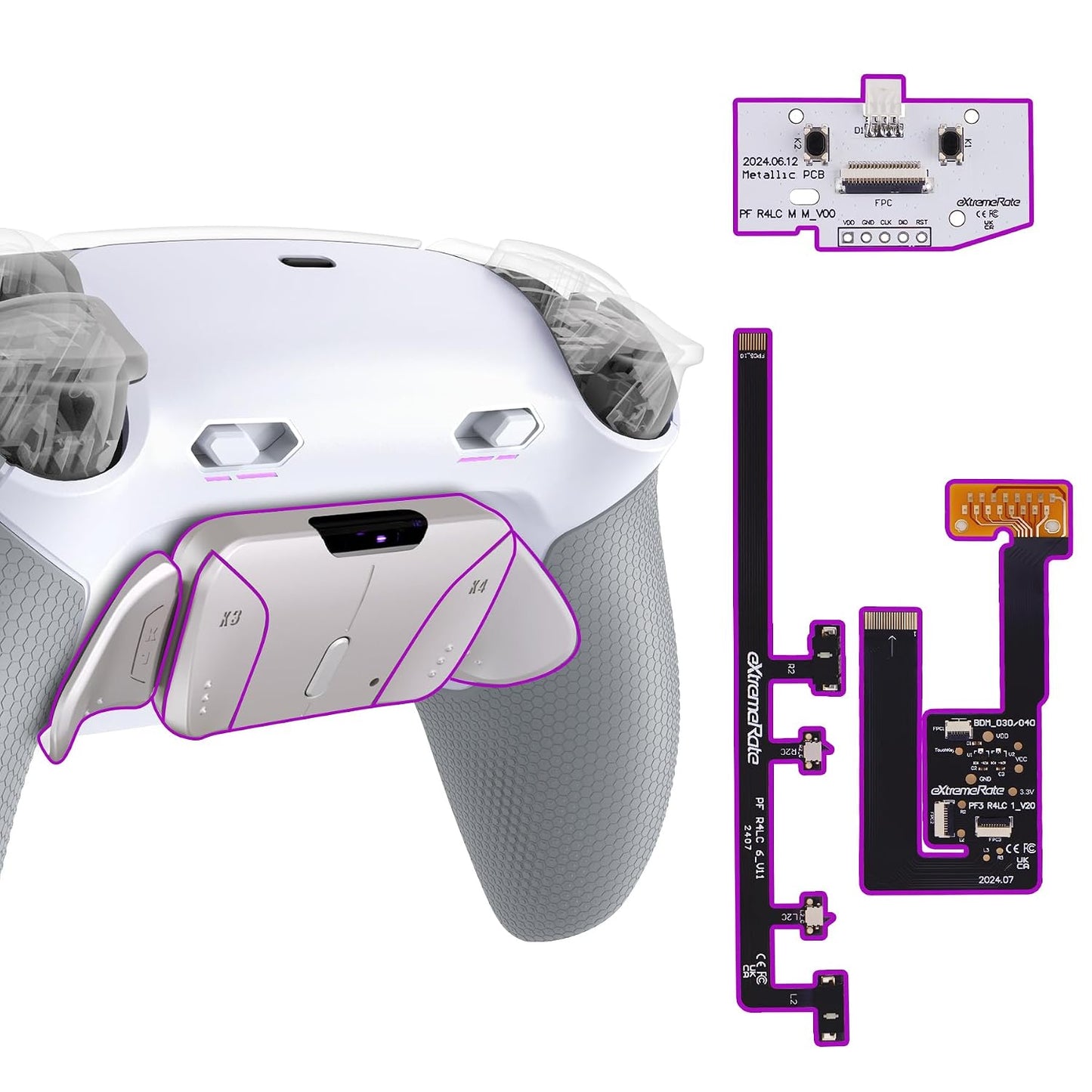 eXtremeRate RISE4 Plus MAX RMB Kit de paletas traseras con topes de...