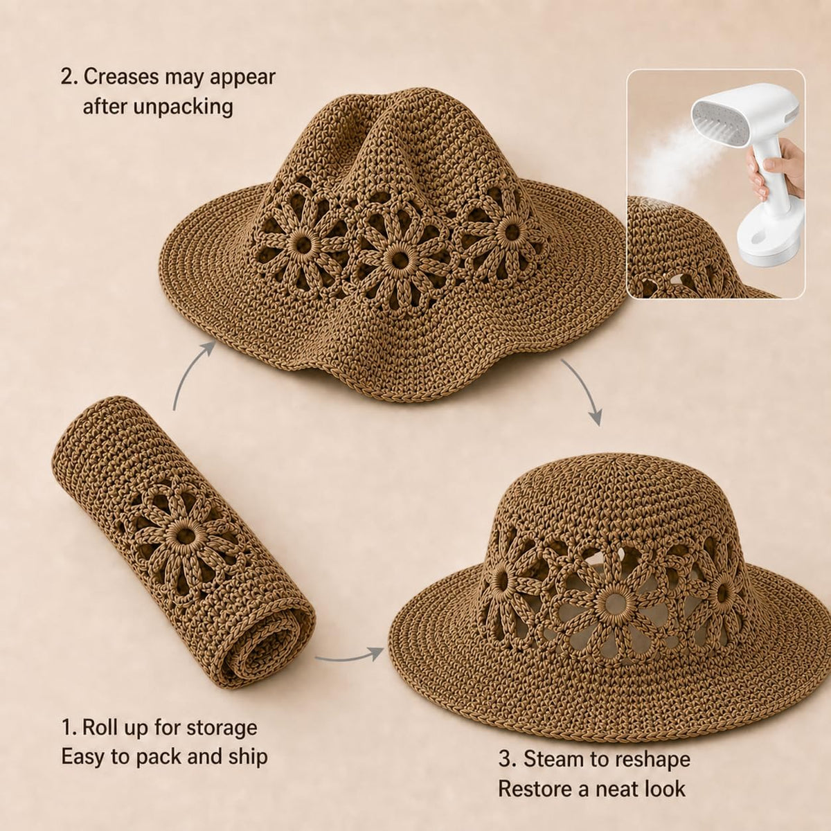 Mazilk Sombrero hecho a mano del cubo de la paja del papel del ganc...