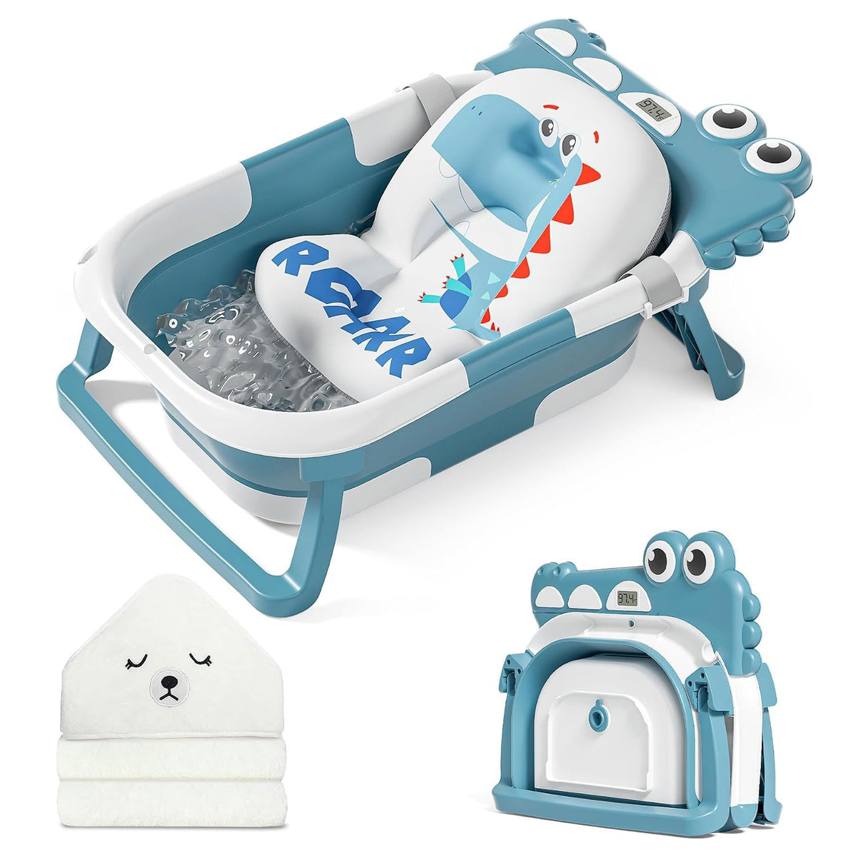 MoreFeel Bañera plegable para bebé recién nacido con termómetro y 1...
