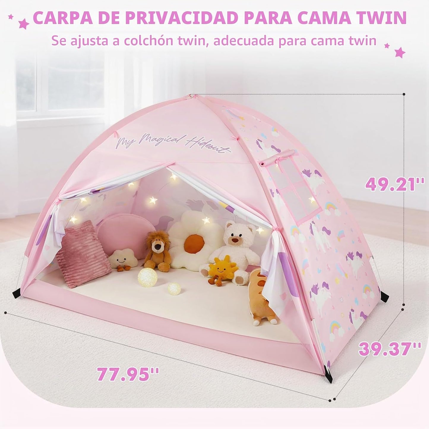 PIIKAGO Tienda de campaña de cama doble para niños, dosel de cama d...