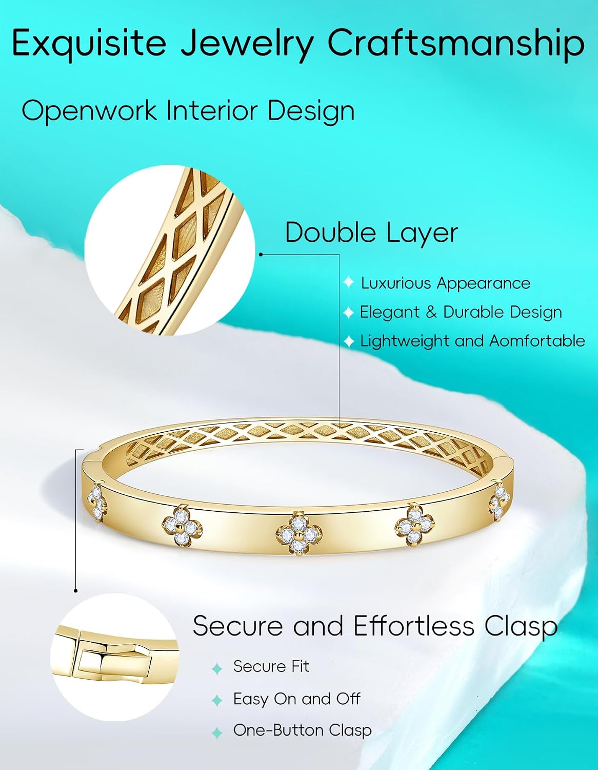 TIMELESSTAR Pulseras de trébol para mujer, hipoalergénicas, moissan...