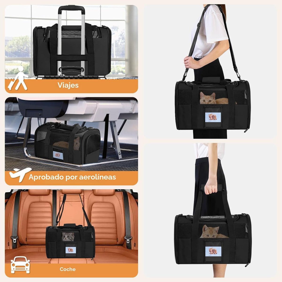 Transportador grande y suave para gatos de hasta 28 libras, bolsa l...