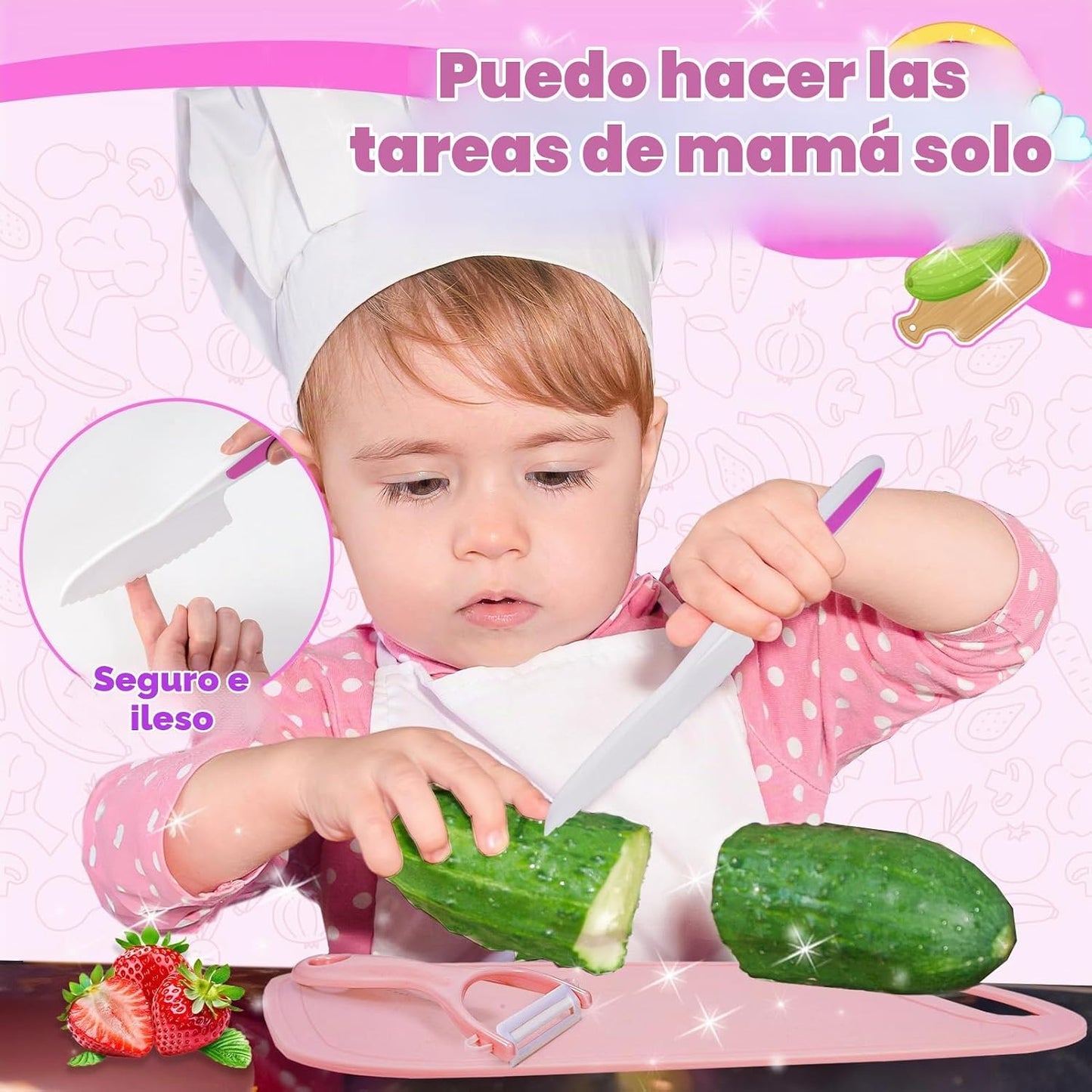 Juego de cuchillos de cocina para niños para cocina real y cesta, j...