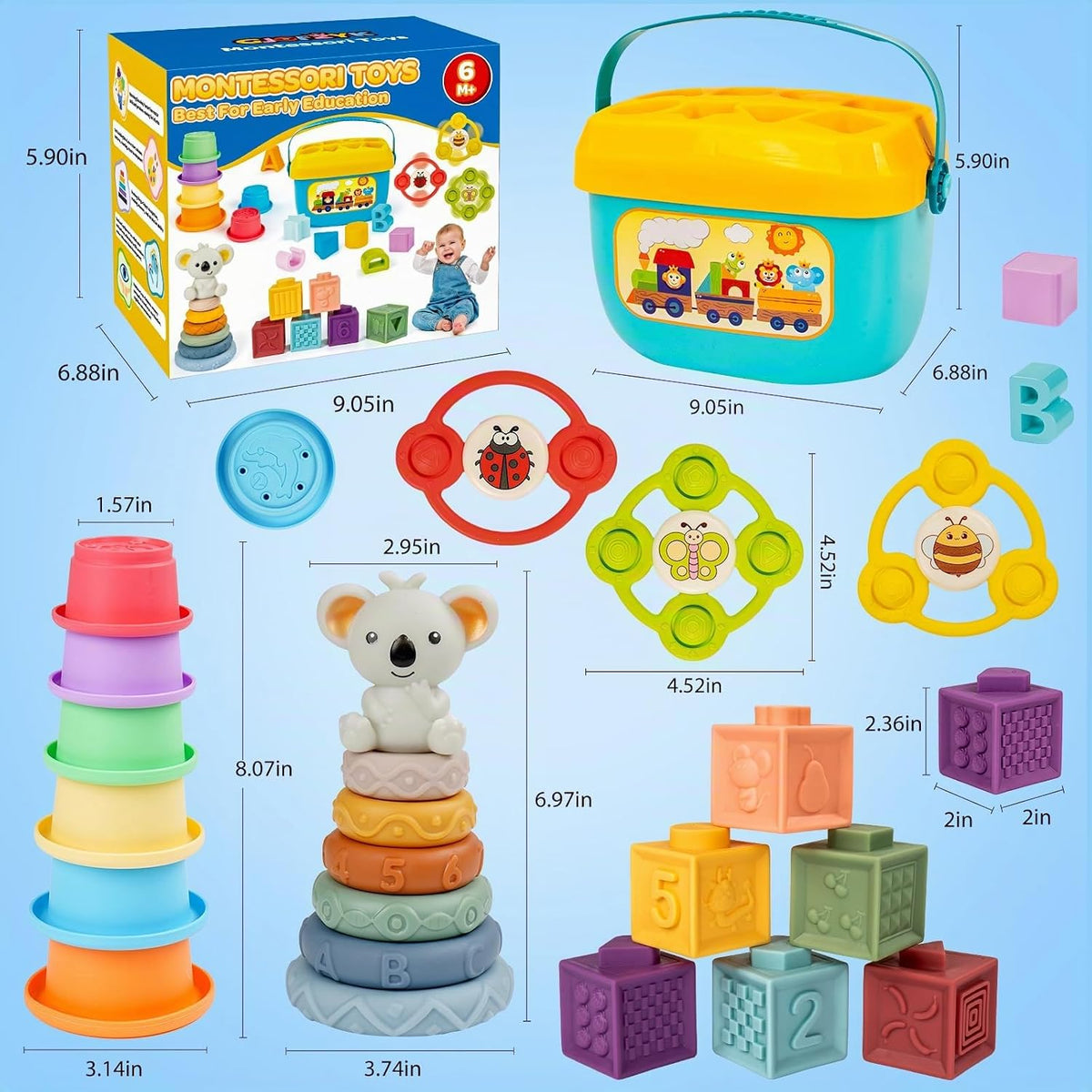 Juguetes Montessori para bebés de 6\u201312\u201318 meses con clasi...