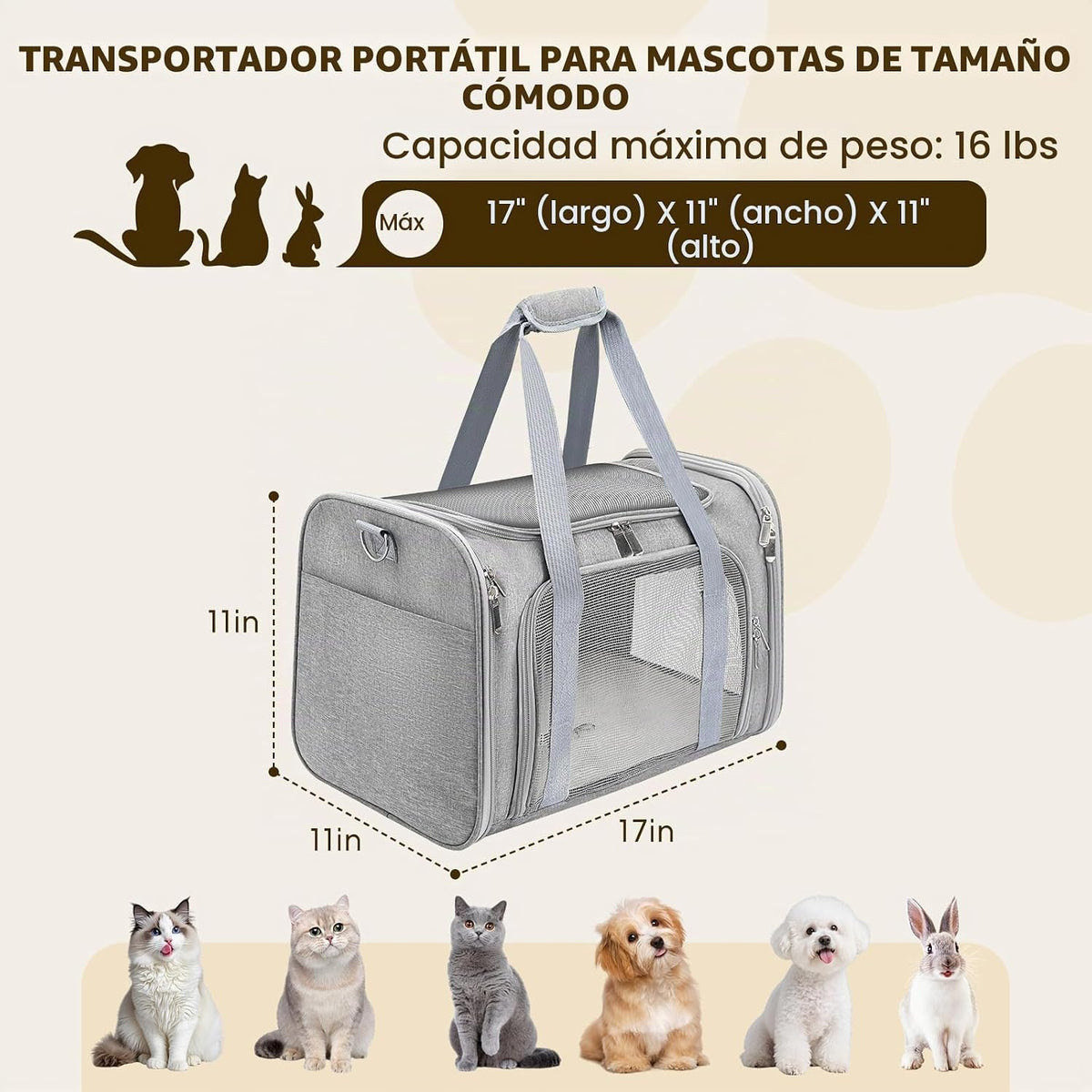 Zedkeys Transportador suave para gatos y perros pequeños y gatos gr...