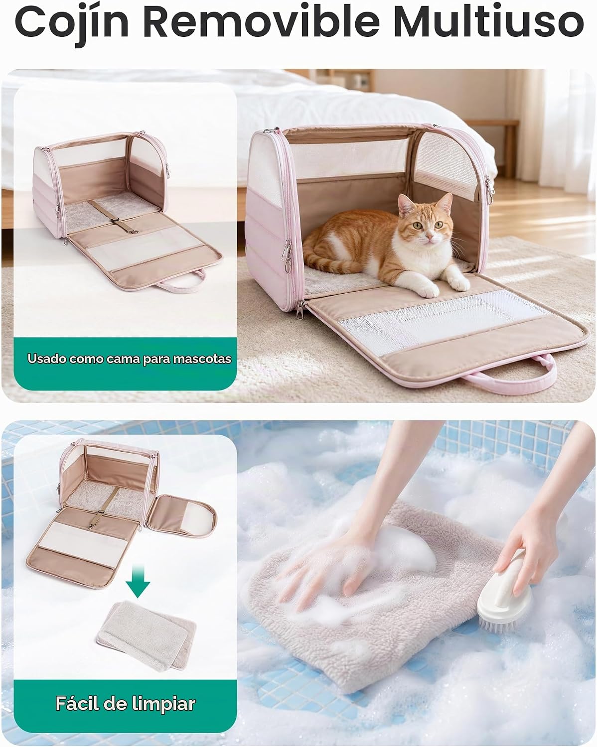 BAGSMART Transportador para gatos con ruedas, bolsa de viaje para m...