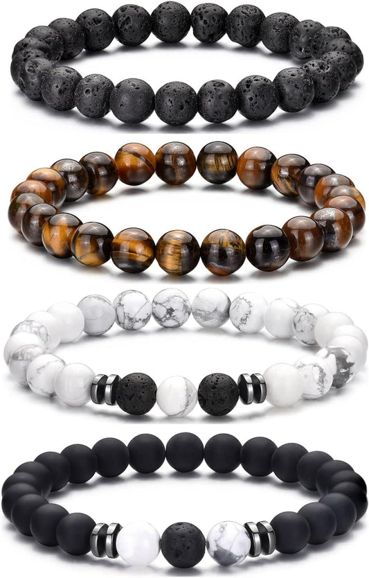 Pulsera de ojo de tigre RANKEEF para hombres 8mm de piedra natural...