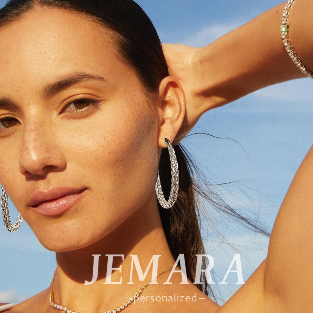 JEMARA Pendientes de Aro de Plata para Mujer a la Moda Hipoalergéni...