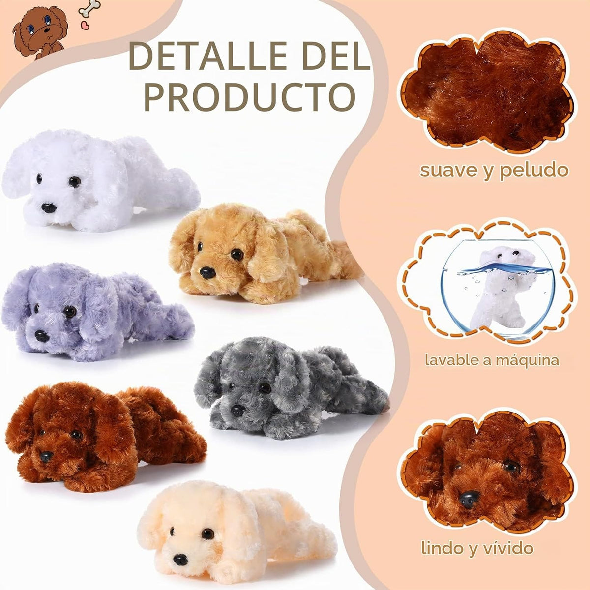Harrycle 6 piezas de animales de peluche de 8 pulgadas para perros...