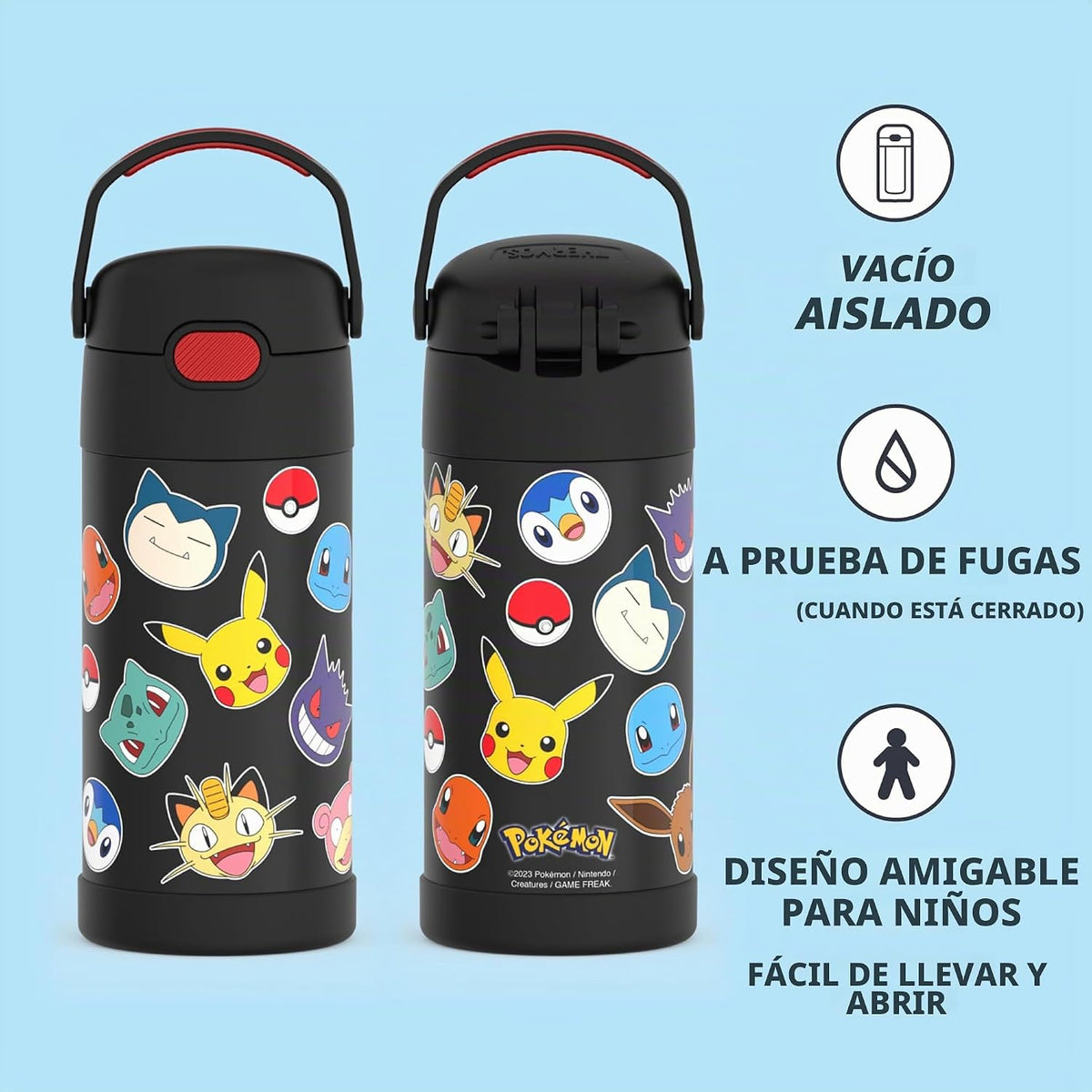 THERMOS FUNTAINER - Botella de acero inoxidable de 12 onzas con ais...