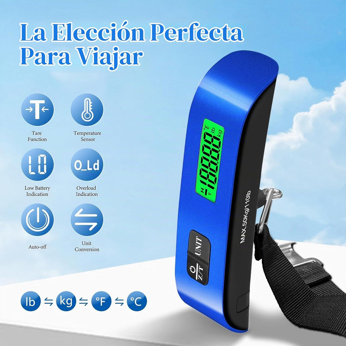 Báscula para equipaje, báscula de peso para equipaje de 110 lb con...