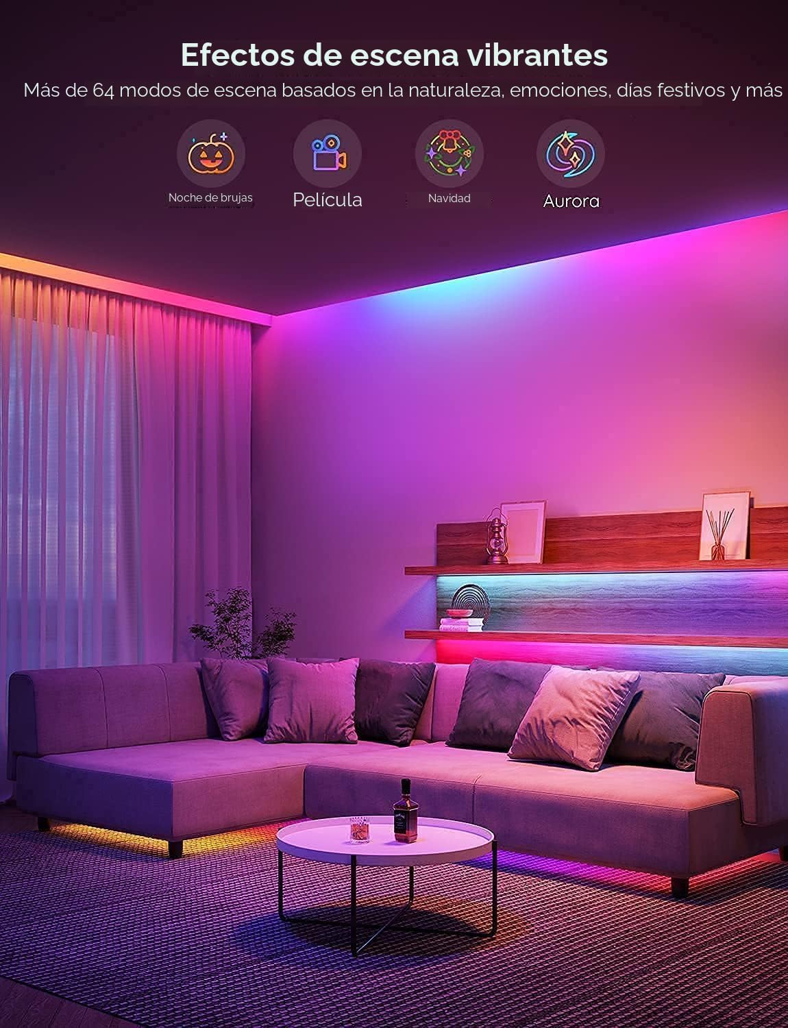 Govee RGBIC - Tira de luz LED Alexa de 16.4 pies, luces LED intelig...
