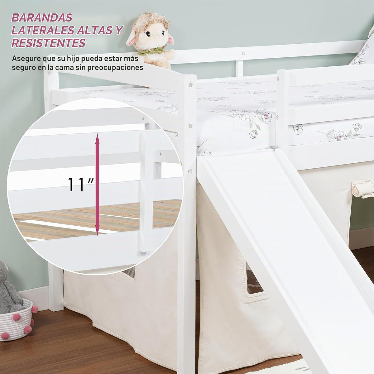 Spirich Cama Loft para Niños con Tobogán y Escalera, Marcos de Cama...