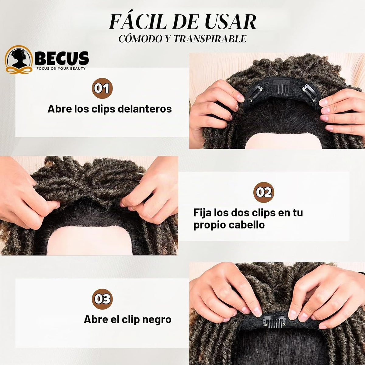 BECUS - Cubrepelo de rastas para hombre, postizo marrón para disfra...