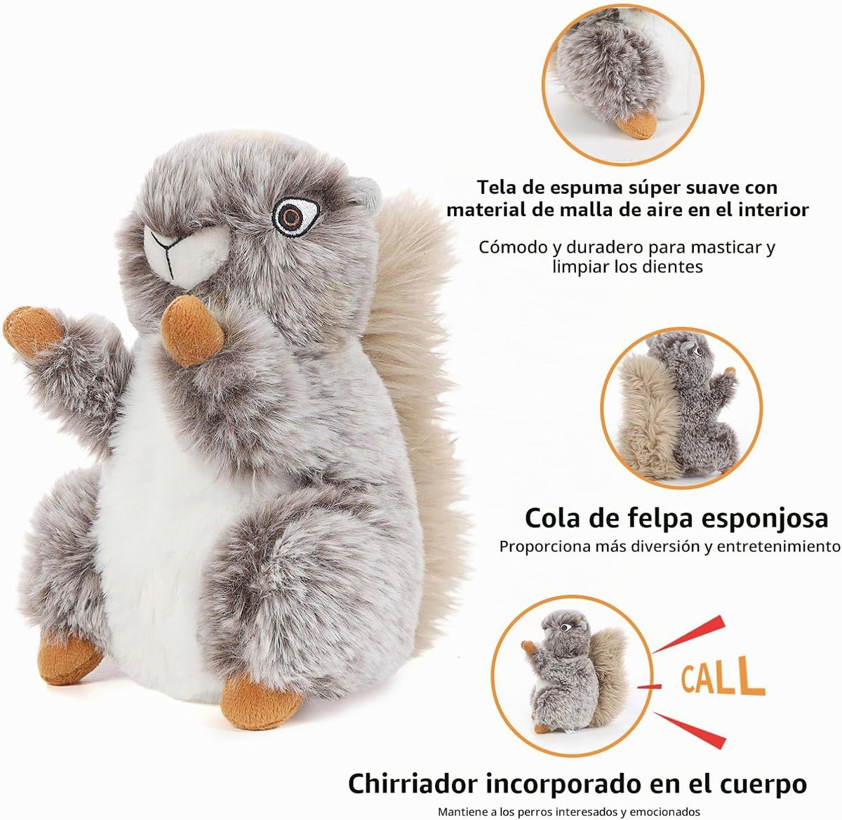 DODODOLA Juguetes para Perros de Peluche Ardilla Animales de Peluch...