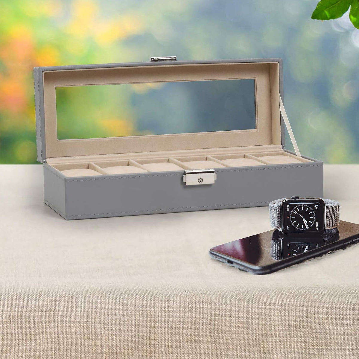 NEX Caja de reloj, Caja organizadora de 6 ranuras para relojes de c...