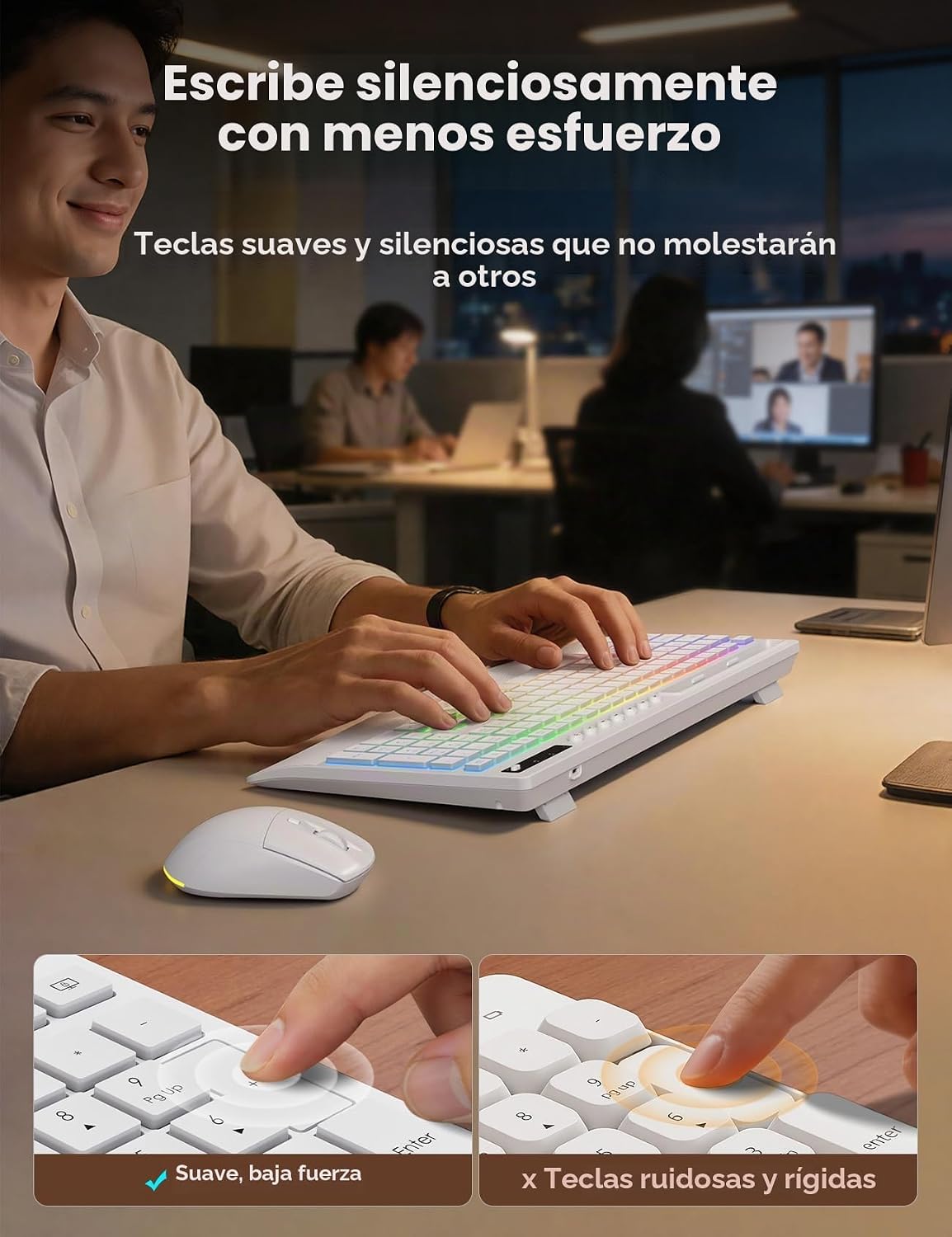Trueque Combo de teclado y mouse inalámbricos, batería de 4000 mAh...