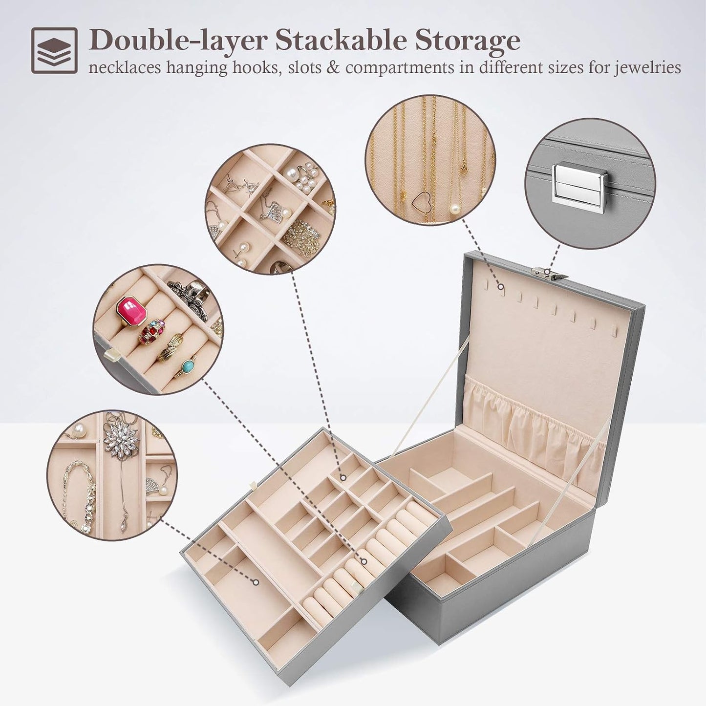 ProCase Caja de Joyas para Mujeres, 2 Capas Organizador de Joyas de...
