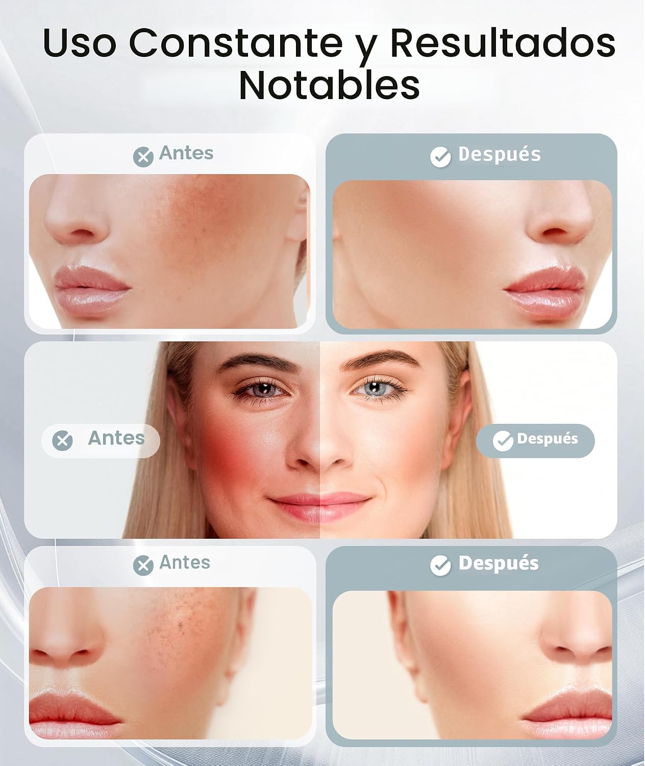 Dopsikn Masajeador facial de terapia de luz de 7 colores con vibrac...