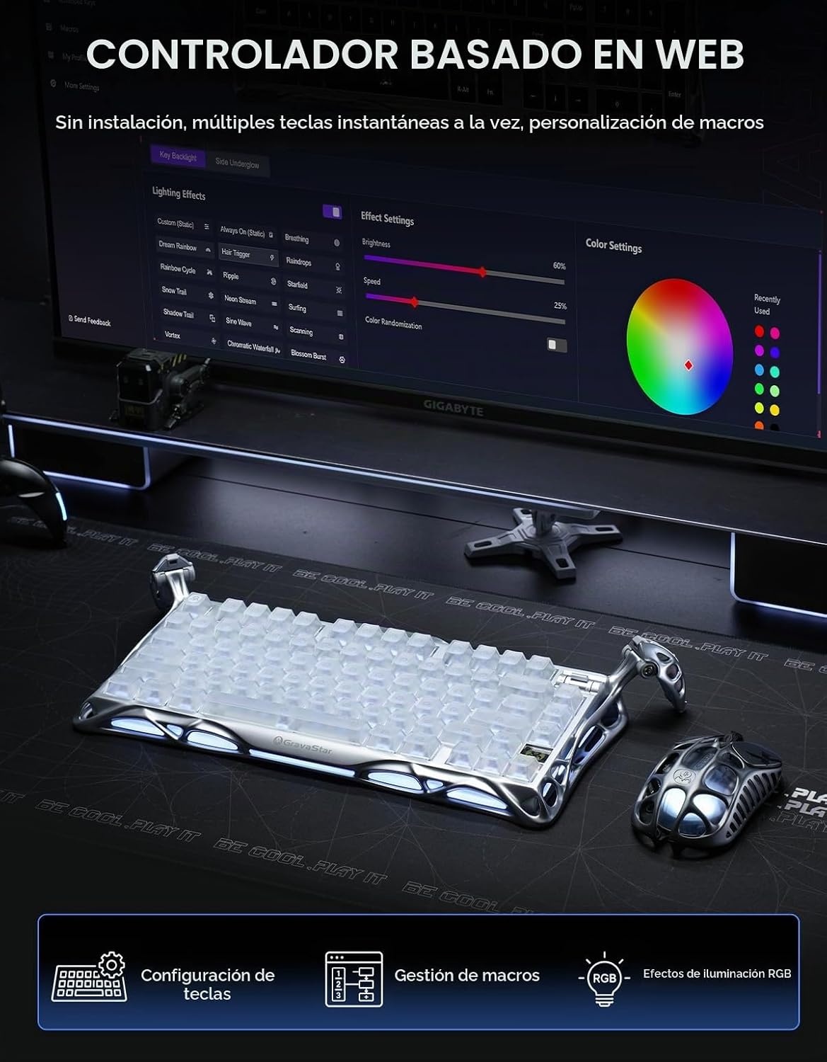 GravaStar Teclado mecánico inalámbrico Mercury K1 Pro 75% para jueg...