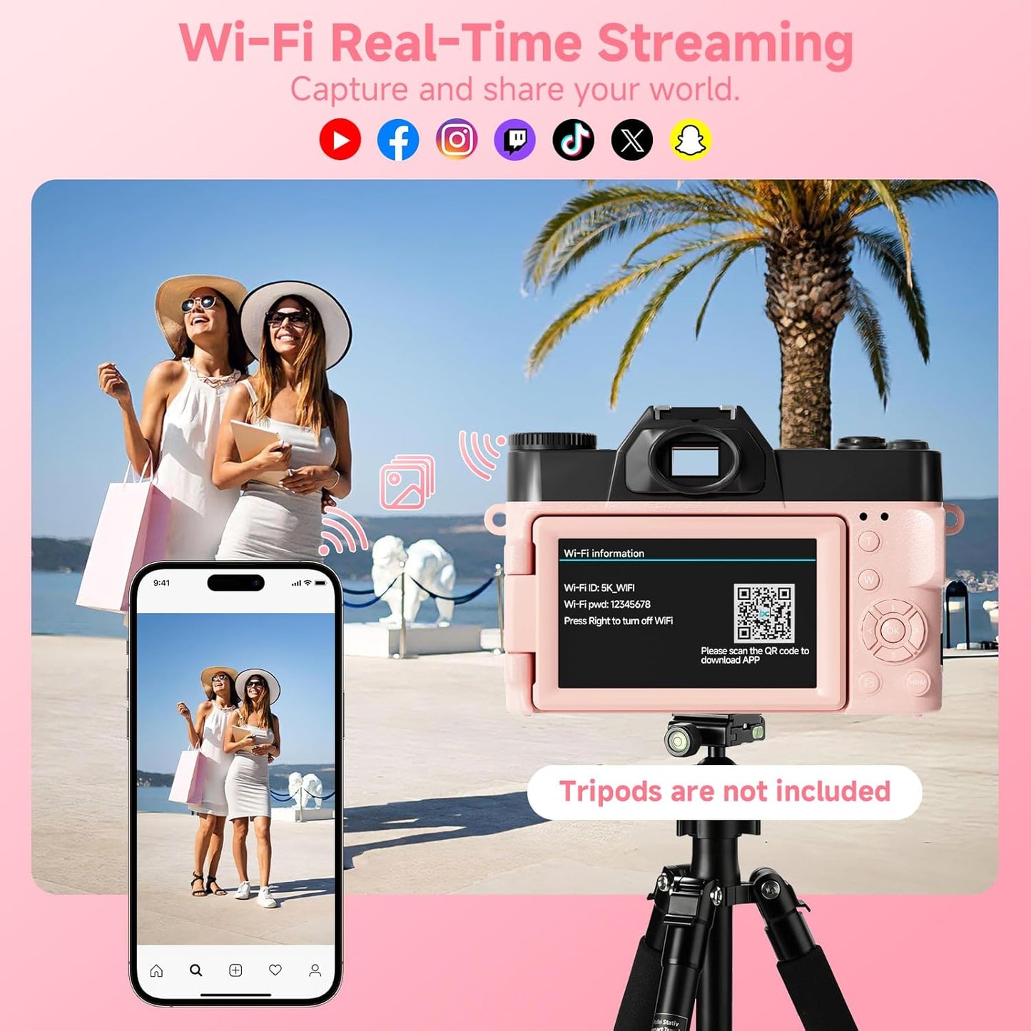 Cámara digital 5K para fotografía, cámara de vlogging WiFi UHD de 7...