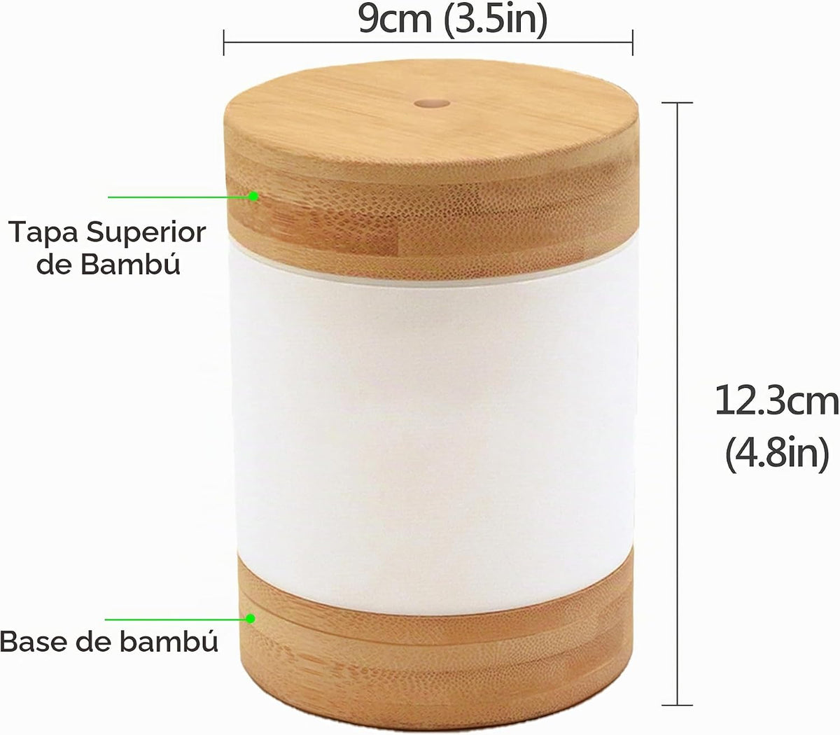 Humidificador de vapor frío de bambú con soporte para teléfono, min...