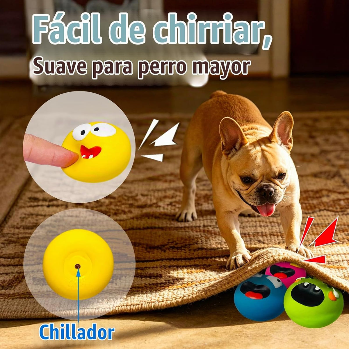 HOLYSTEED Juguetes chirriantes de látex para perros pequeños, mini...