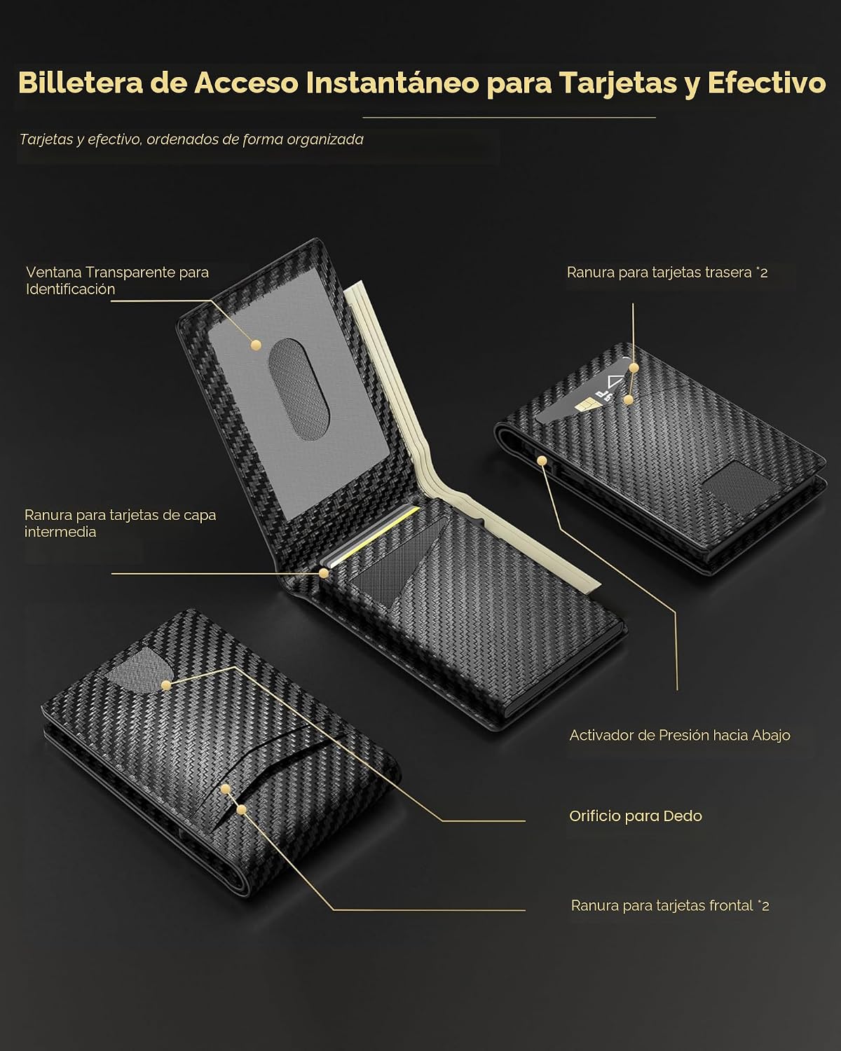 QLD Cartera Minimalista para Hombres - Portador de Tarjetas de Créd...