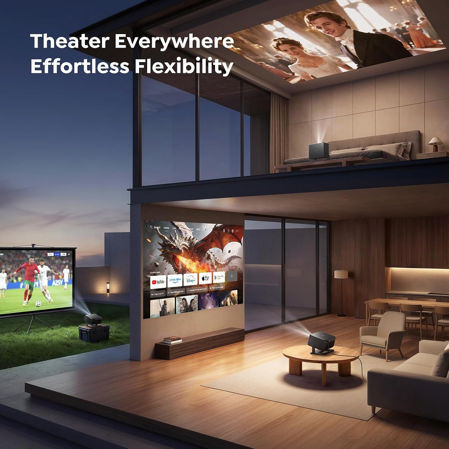 Proyector inteligente [Google TV 14.0 y soporte Dolby y 4K] con WiF...
