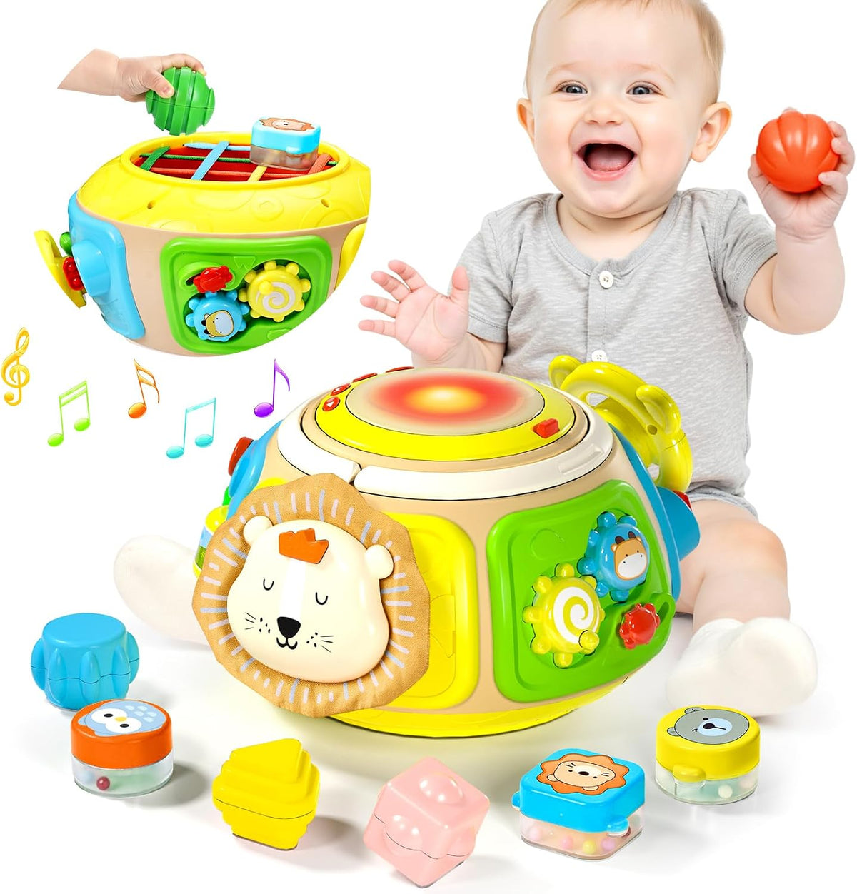Cubo de Actividades 7 en 1 Tambor Juguetes Montessori para Bebé, Ju...