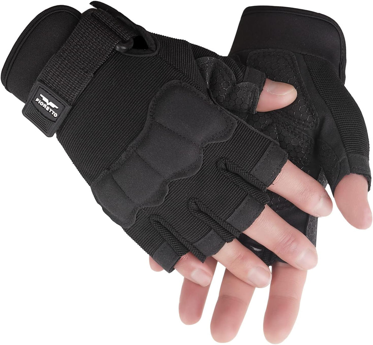 FIORETTO Guantes sin dedos, guantes de medio dedo para conducción,...
