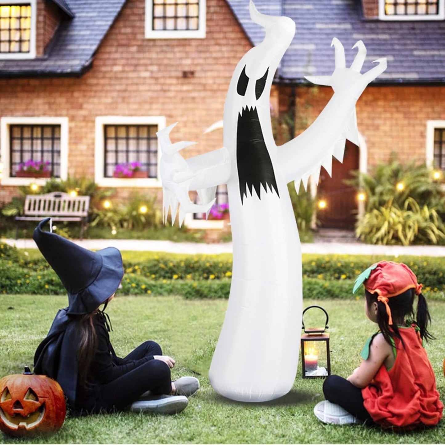 Inflables de Halloween de 12 pies, fantasma colorido al aire libre,...