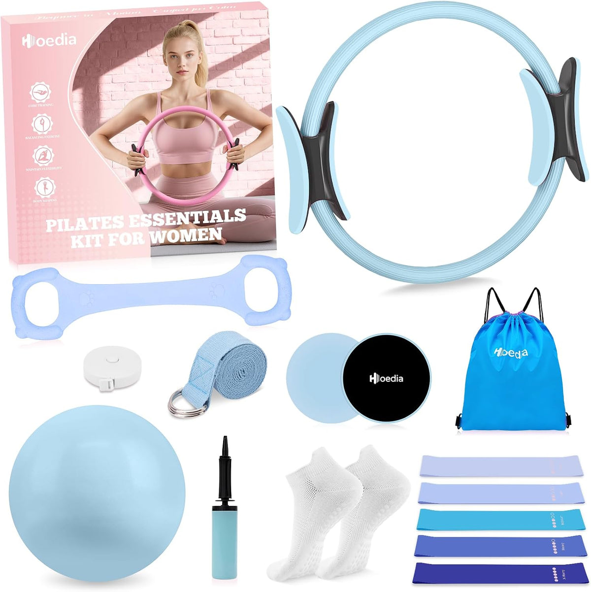 Hoedia Kit de Pilates de 17 Piezas para Mujeres, Equipo de Pilates...