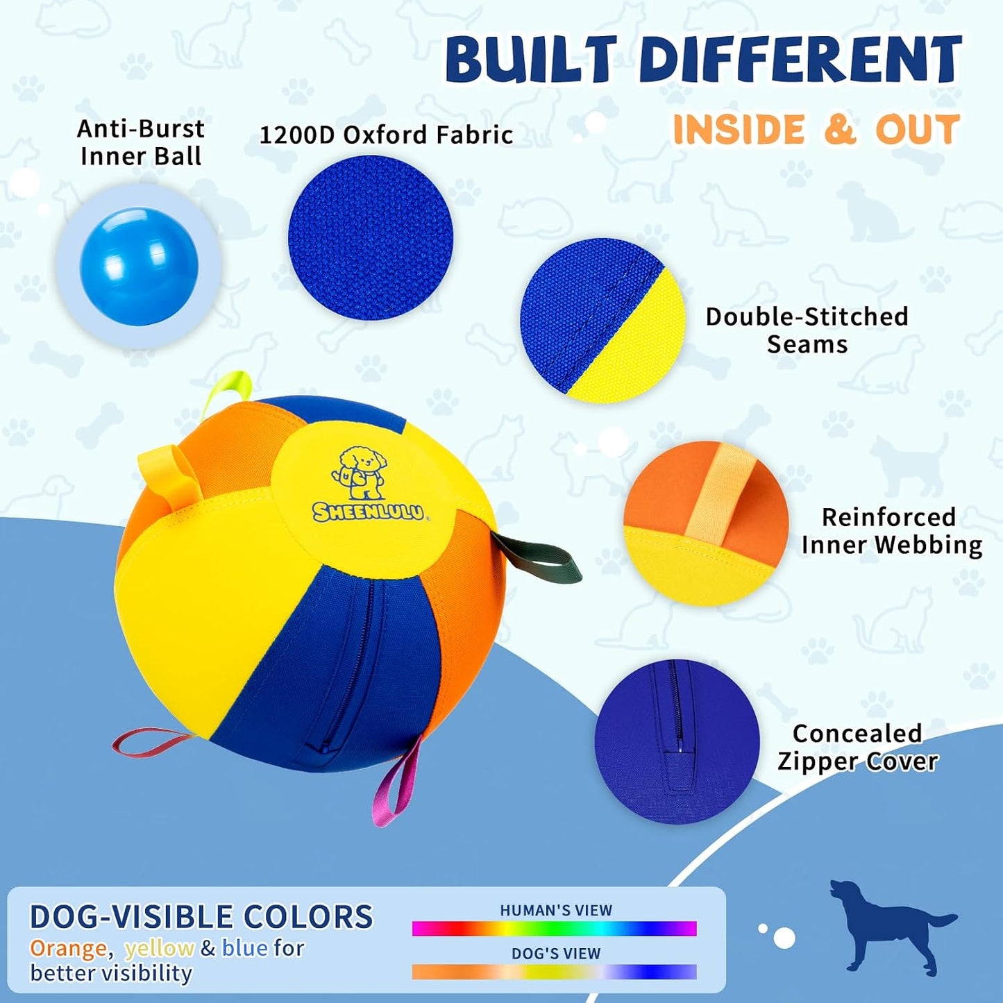 SHEENLULU Pelota de pastoreo para perros, pelota de fútbol de entre...