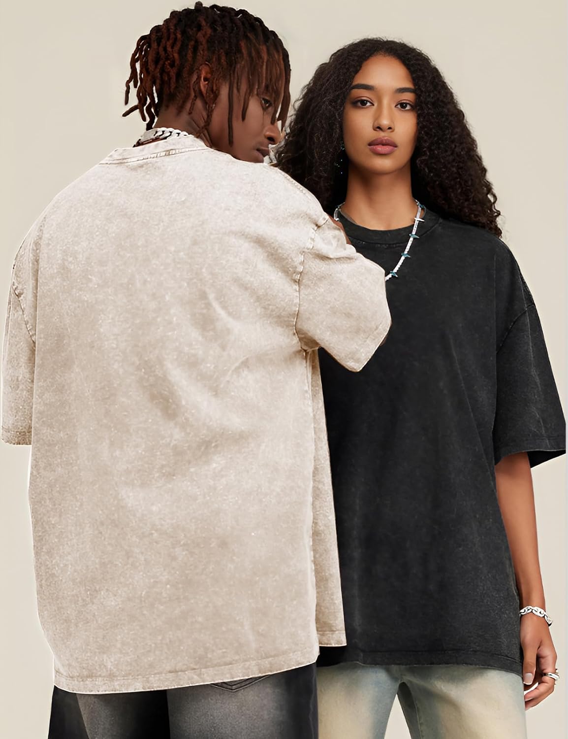 Arssm Paquete de 3 camisetas de gran tamaño para hombre, estilo vin...