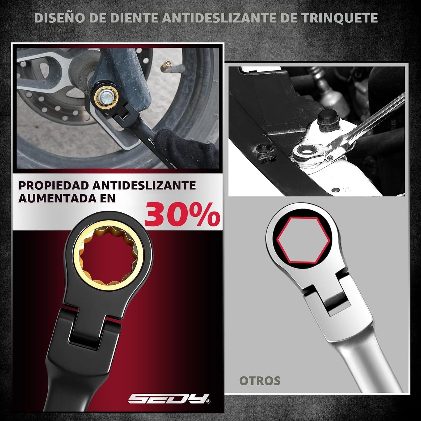 Juego de llaves de trinquete de cabeza flexible de 24 piezas, métri...