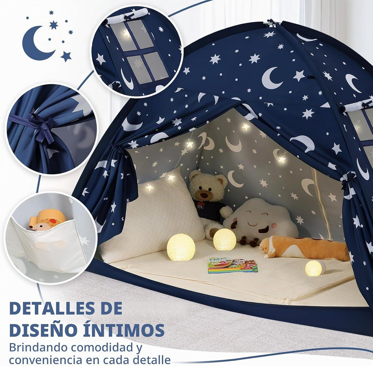PIIKAGO Tienda de campaña para cama twin para niños, dosel de cama...
