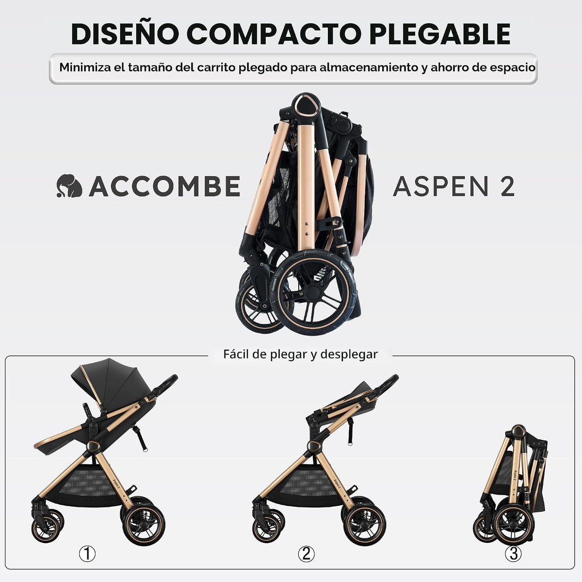 Accombe Cochecito de bebé convertible 2 en 1 para recién nacidos a...