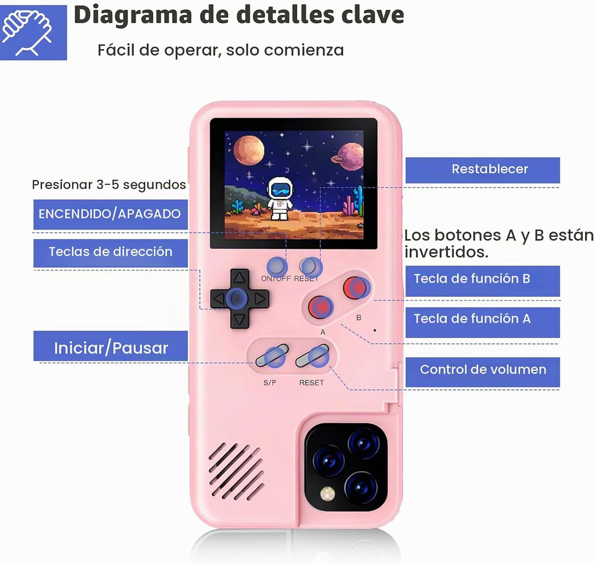 Chu9 Funda para teléfono con videojuegos, 168 juegos pequeños incor...