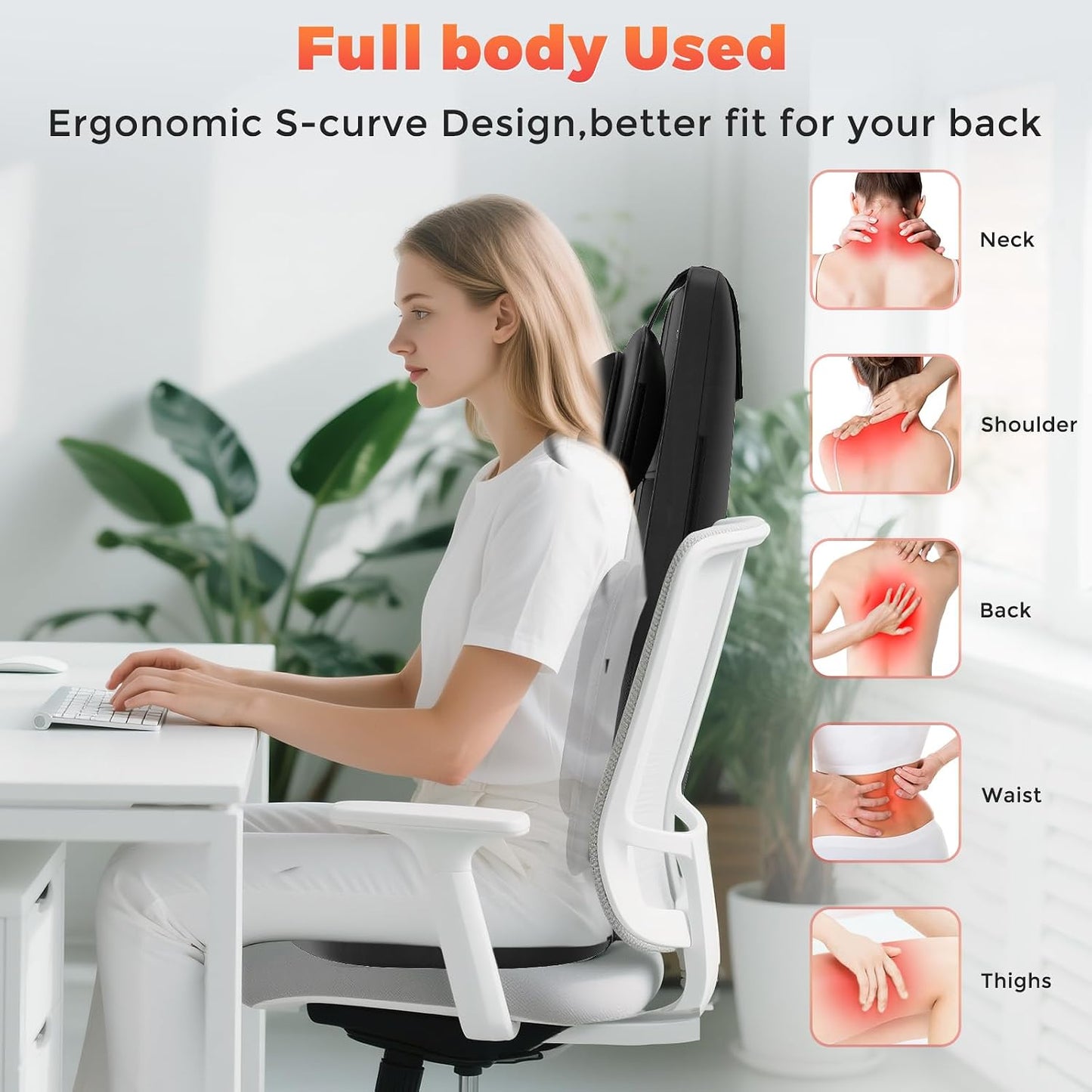 DTKLPQ Shiatsu Masajeador de cuello y espalda para aliviar el dolor...