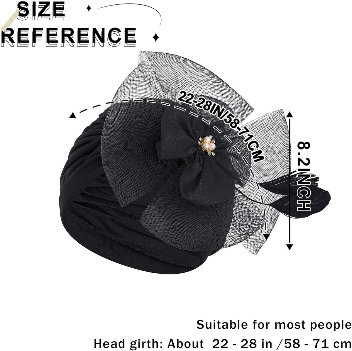 Bohend Gorro turbante con diamantes de imitación de flores, nudo de...
