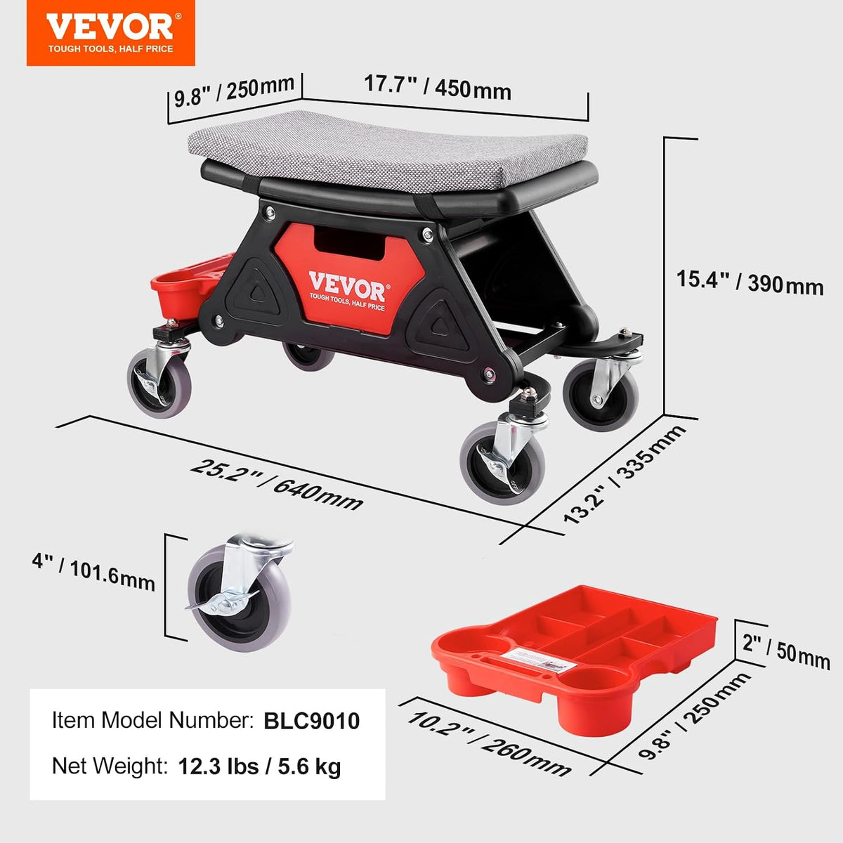 VEVOR Taburete mecánico de 300 libras de capacidad, regalo para hom...