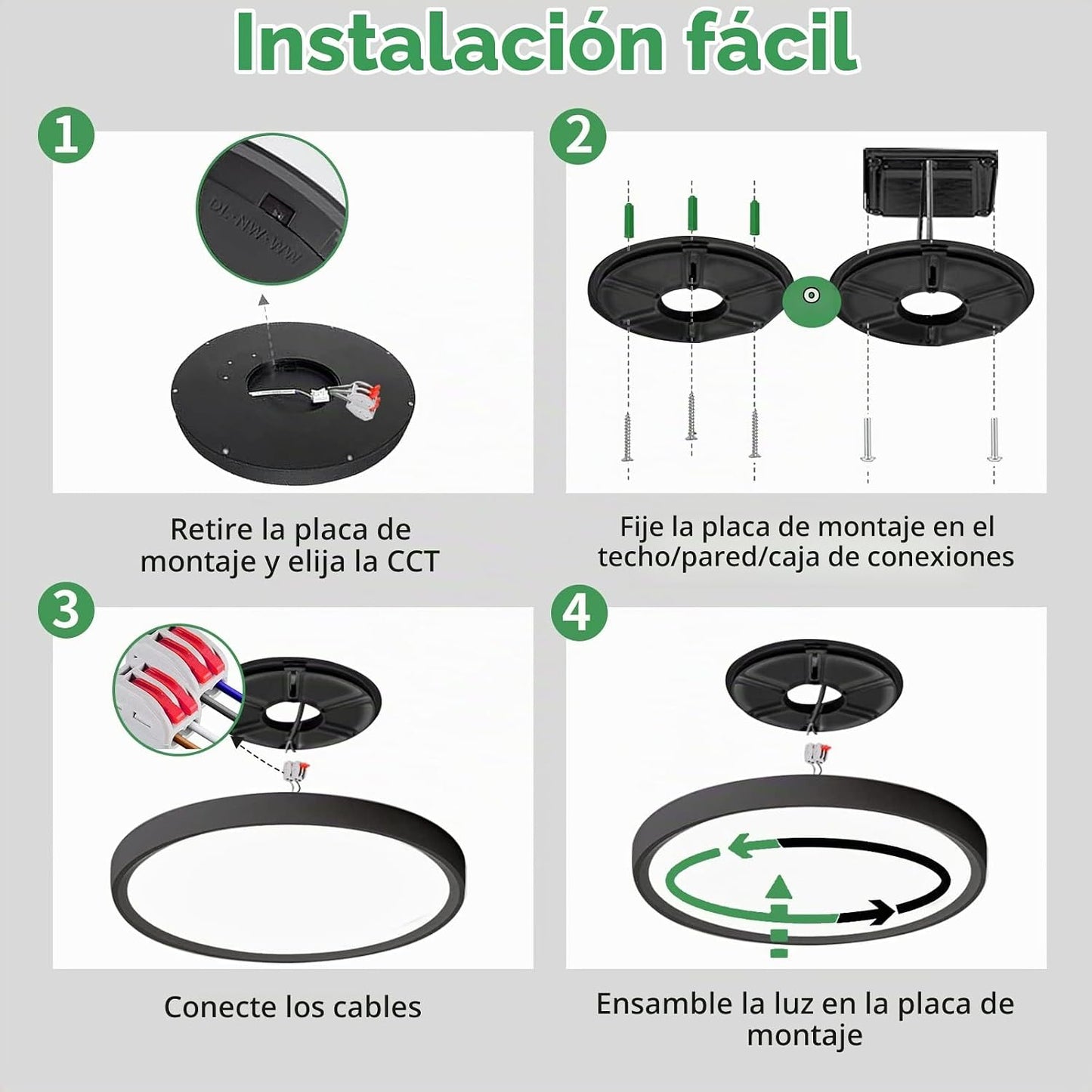 Luz de techo de montaje empotrado LED de 12 pulgadas 6PK, 24W, 2520...