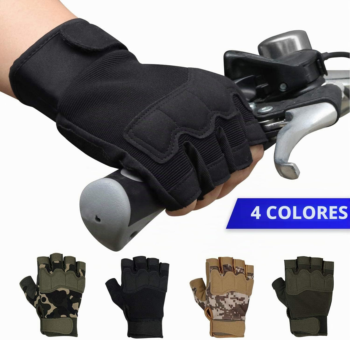 Guantes sin dedos Fioretto para Airsoft, tiro, medio dedo, caza, se...