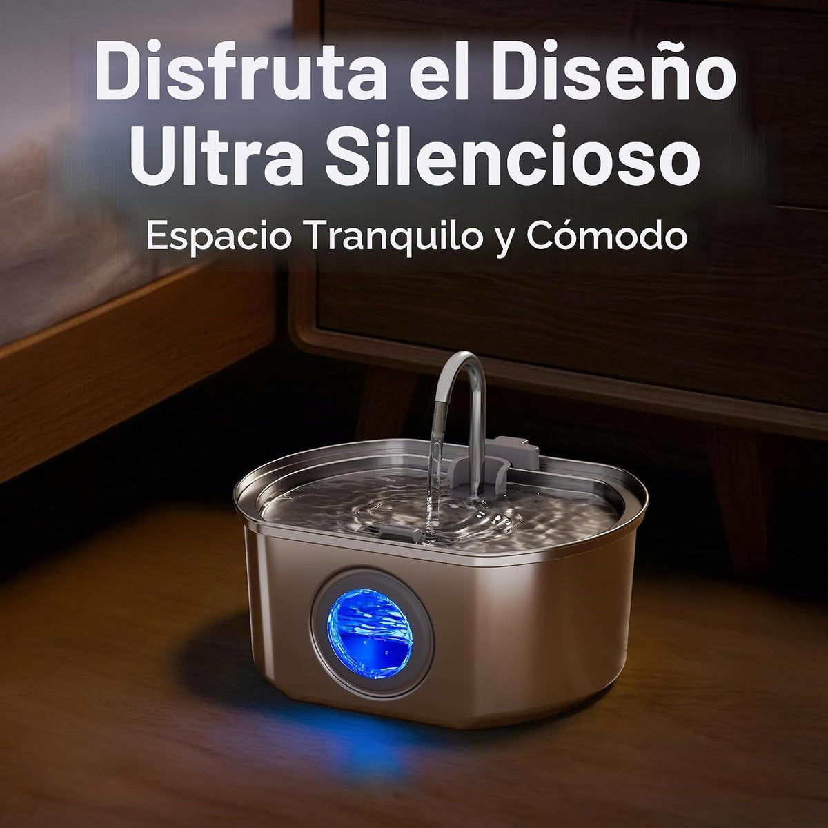 Fuente de agua para gatos de acero inoxidable: fuente de gato de 10...