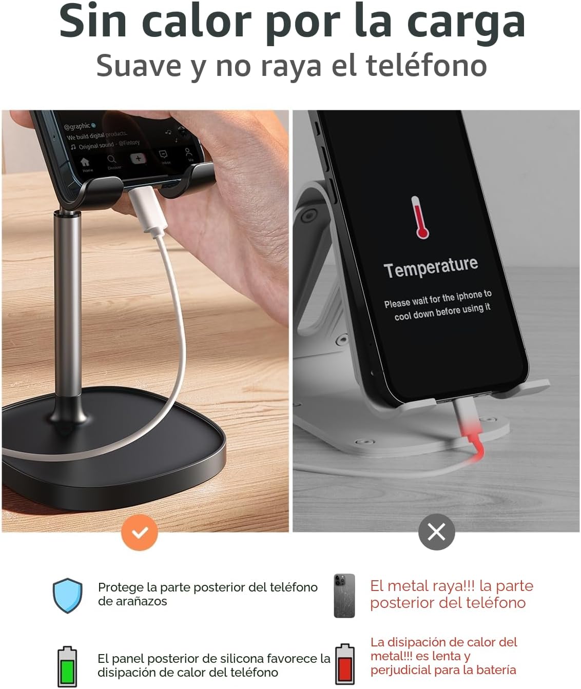 LISEN - Soporte para teléfono celular, ajustable, accesorios para e...