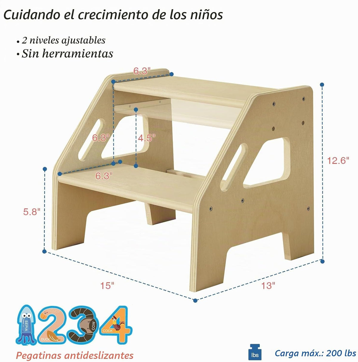 Harwaya Taburete de 2 escalones para lavabo de baño para niños pequ...