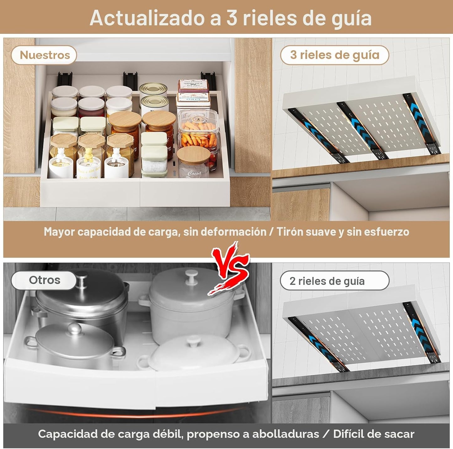 Organizador de Cajones Extraíbles para Gabinete, Ancho Expandible (...