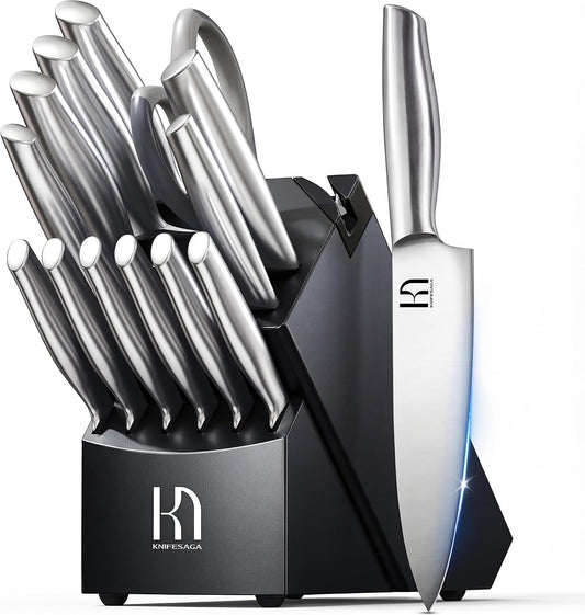 Juego de cuchillos KnifeSaga Premium, juego de bloque de cuchillos...