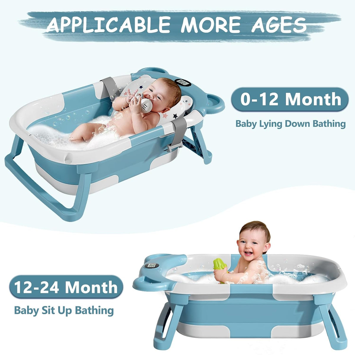 MoreFeel Bañera plegable para bebé recién nacido con termómetro y 1...
